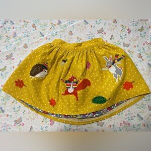 Mini Boden Yellow Skirt with Animal Appliqués